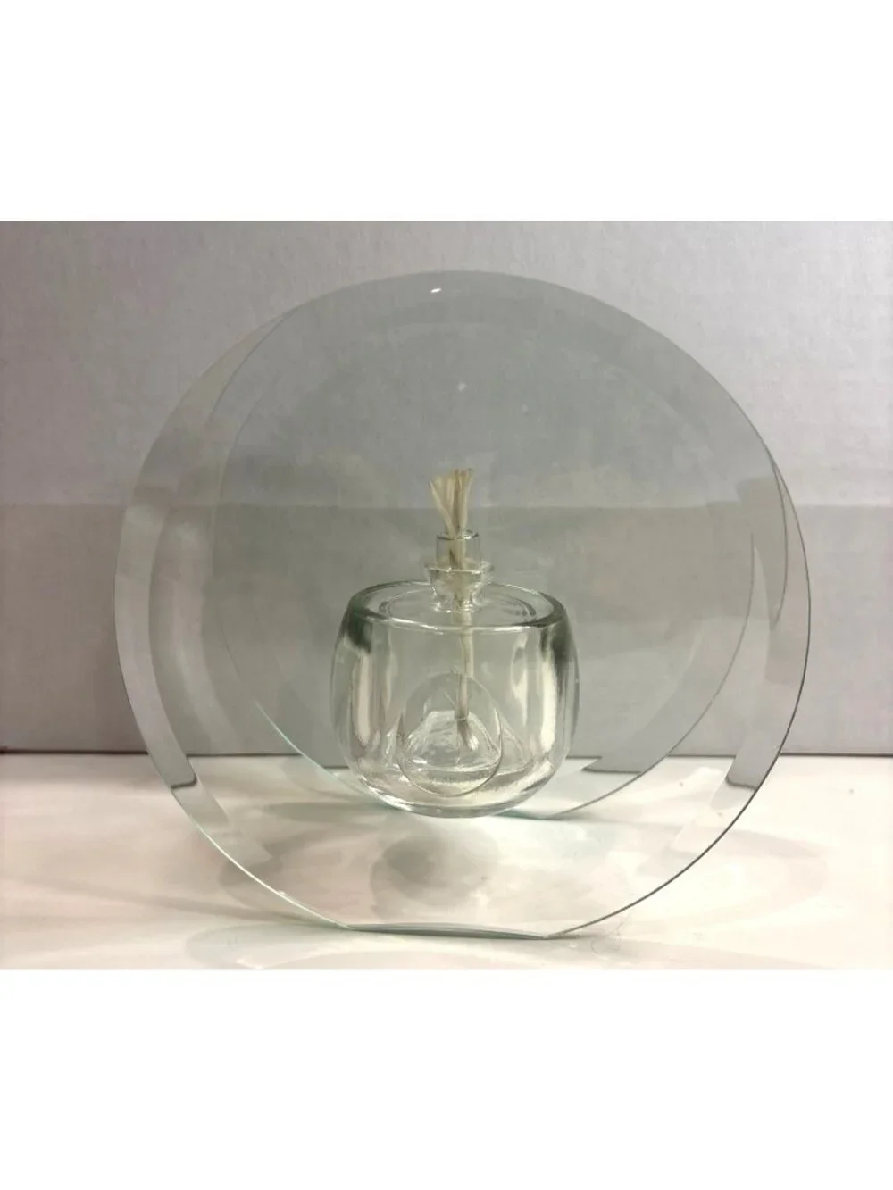 Vintage Lamplight Farms Glass Oil Lamp Dual Curved Glass Panels - Elegant Design